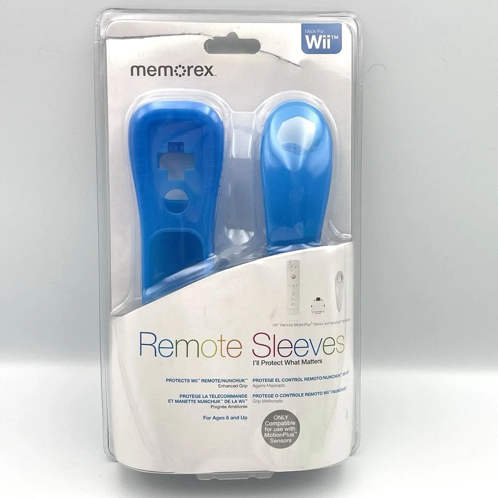 Memorex (2) Nintendo Wii Remote Sleeves Blue‎ New Sealed + Green Used MotionPlus